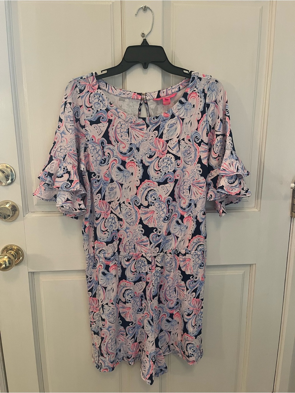 Lilly Pulitzer Navy, Pink & Light Blue Paisley Keyhole Romper